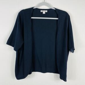 Coldwater Creek Plus Size 1X Short Sleeve Shrug Cardigan Sweater Black Cotton